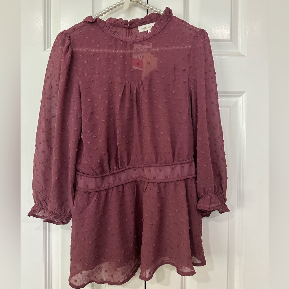 Montreau Rusty Pink Top with textured dots - size large